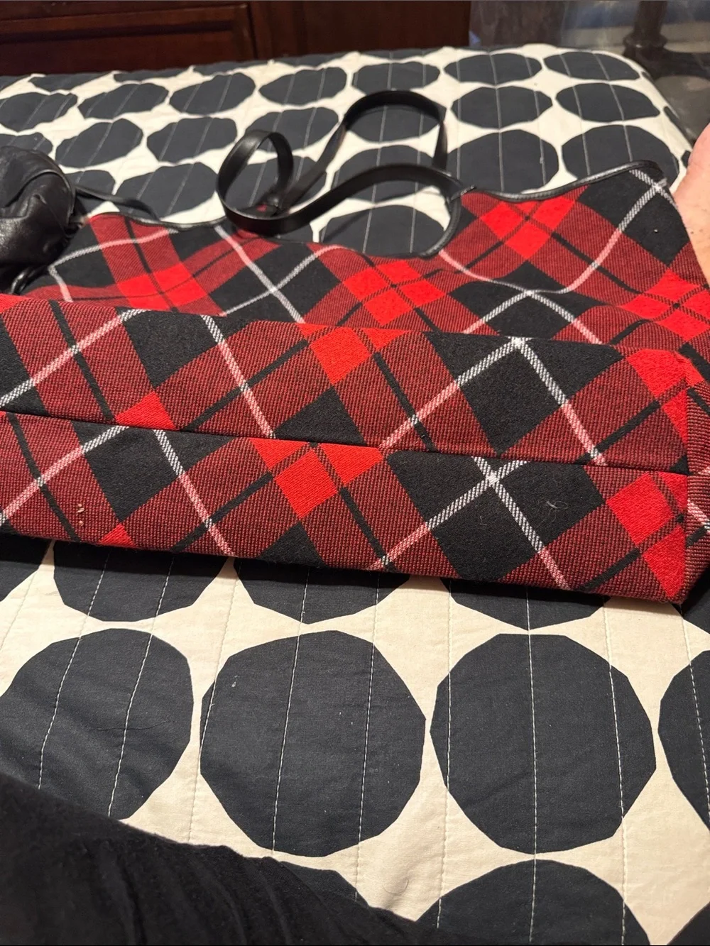 Victoria's Secret Red and Black Plaid Duffel with Signature Monogram